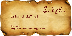 Erhard Örsi névjegykártya